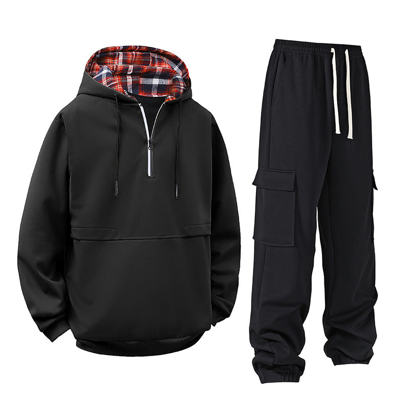 Damen lässiger Hoodie mit Druckknopf und Cargo-Hose R&B