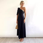 Damen Maxikleid mit asymmetrischem Ausschnitt und eleganter Schulterpartie R&B