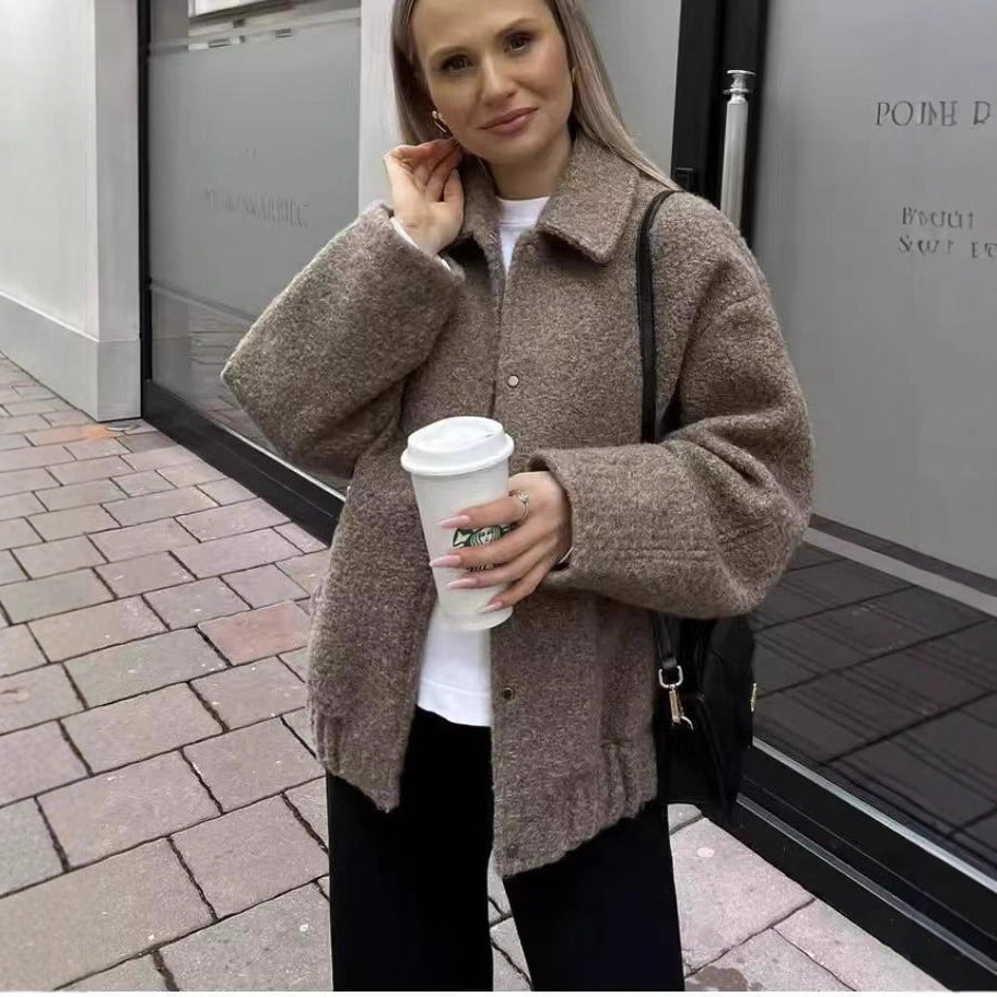 Damen gemütliche Oversized-Jacke aus hochwertigem Teddy-Material R&B