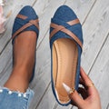 Damen elegante Ballerinas mit gekreuzten Riemen R&B