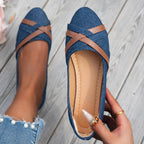 Damen elegante Ballerinas mit gekreuzten Riemen R&B