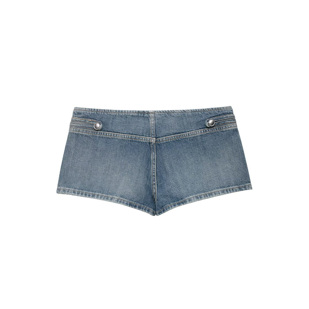 Damen Denim-Shorts mit dekorativen Knöpfen R&B