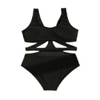 Damen Einteiler Badeanzug mit kreativen Cut-Out-Design und trendigem Rippmuster R&B