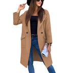 Damen elegante Trenchcoat mit praktischen Taschen und modernen Knopfdetails R&B