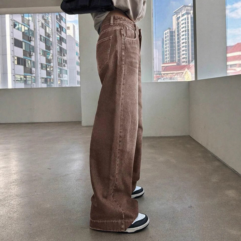 Damen Weit geschnittene Denim-Hose mit hoch tailliertem Design und modischem Schnitt R&B