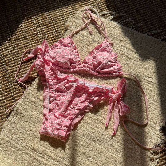 Damen Raffiniertes Triangel-Bikini-Set mit floralen Akzenten R&B