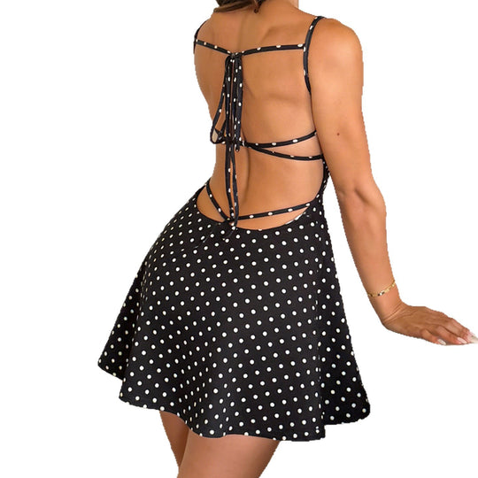 Damen ärmelloses Sommerkleid mit verspieltem Punktemuster R&B