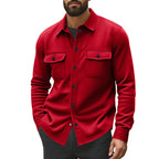 Herren nan gefütterte Hemdjacke mit Fleecefutter, aufgesetzten Brustklappen und Druckknopfleiste R&B