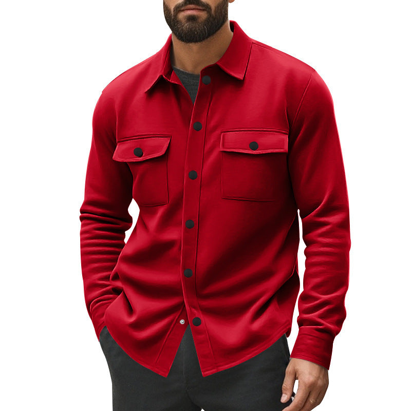 Herren nan gefütterte Hemdjacke mit Fleecefutter, aufgesetzten Brustklappen und Druckknopfleiste R&B