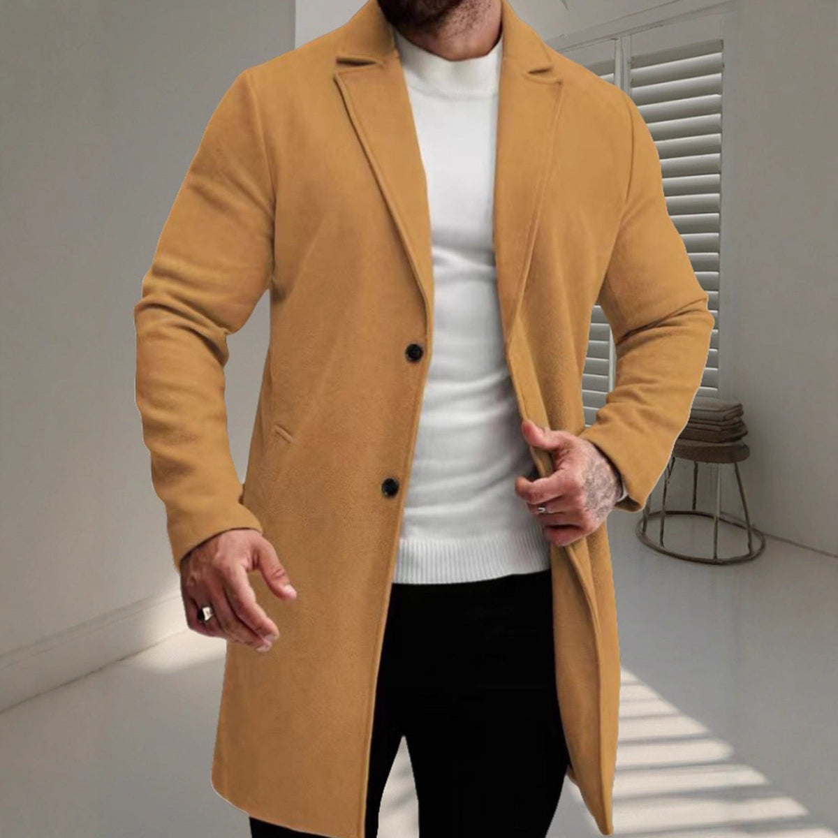 Herren eleganter Wollmantel R&B