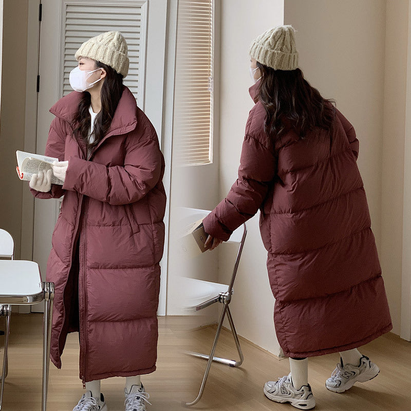 Damen Lange Pufferjacke mit Kapuze und voluminösem Schnitt R&B