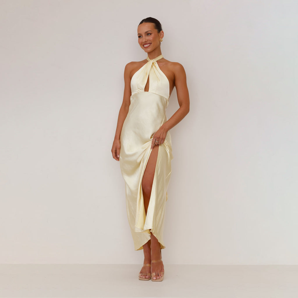 Damen Langkleid mit elegantem Wickeldesign und schickem Schlitz R&B
