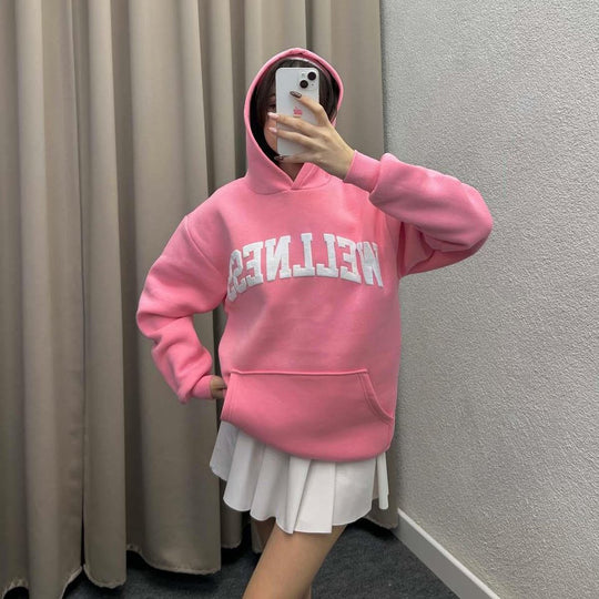 Damen Hoodie mit großem Logo und Kängurutasche R&B