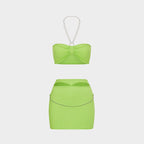 Damen Bandeau-Top mit Kettenakzent und Minirock R&B