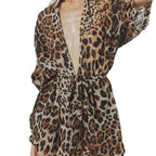 Damen Strandkimono mit tiefem V-Ausschnitt und eleganten Krawattendetails R&B