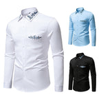 Herren elegantes Hemd mit kunstvollem Bestickungsdesign R&B