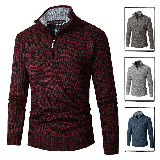 Herren Pullover mit hohem Kragen und praktischem Reißverschluss R&B