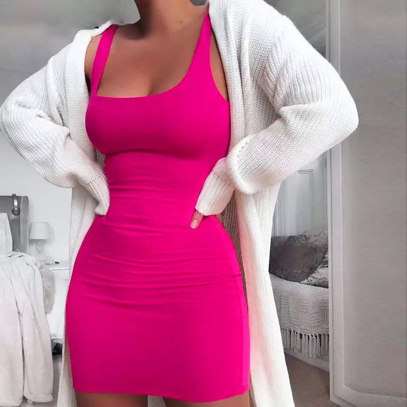 Damen Bodycon Minikleid mit breiten Trägern und taillierter Silhouette R&B