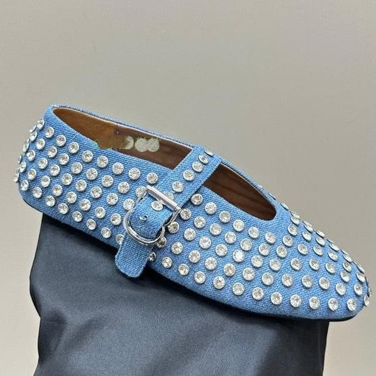 Damen modische Strass-Pantoletten mit verstellbarem Riemen R&B