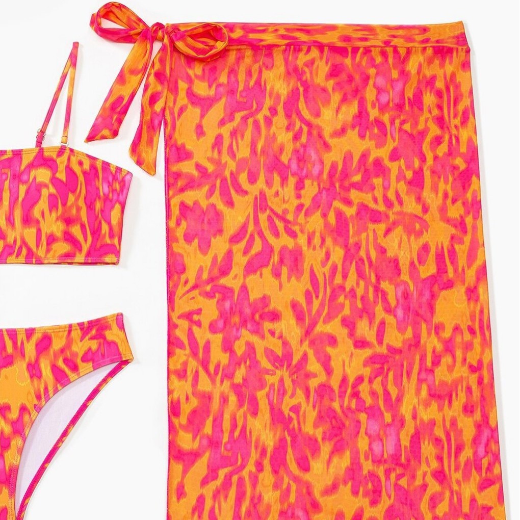 Damen Zweiteiliges Badeanzug-Set mit farbenfrohem Blumenmuster R&B