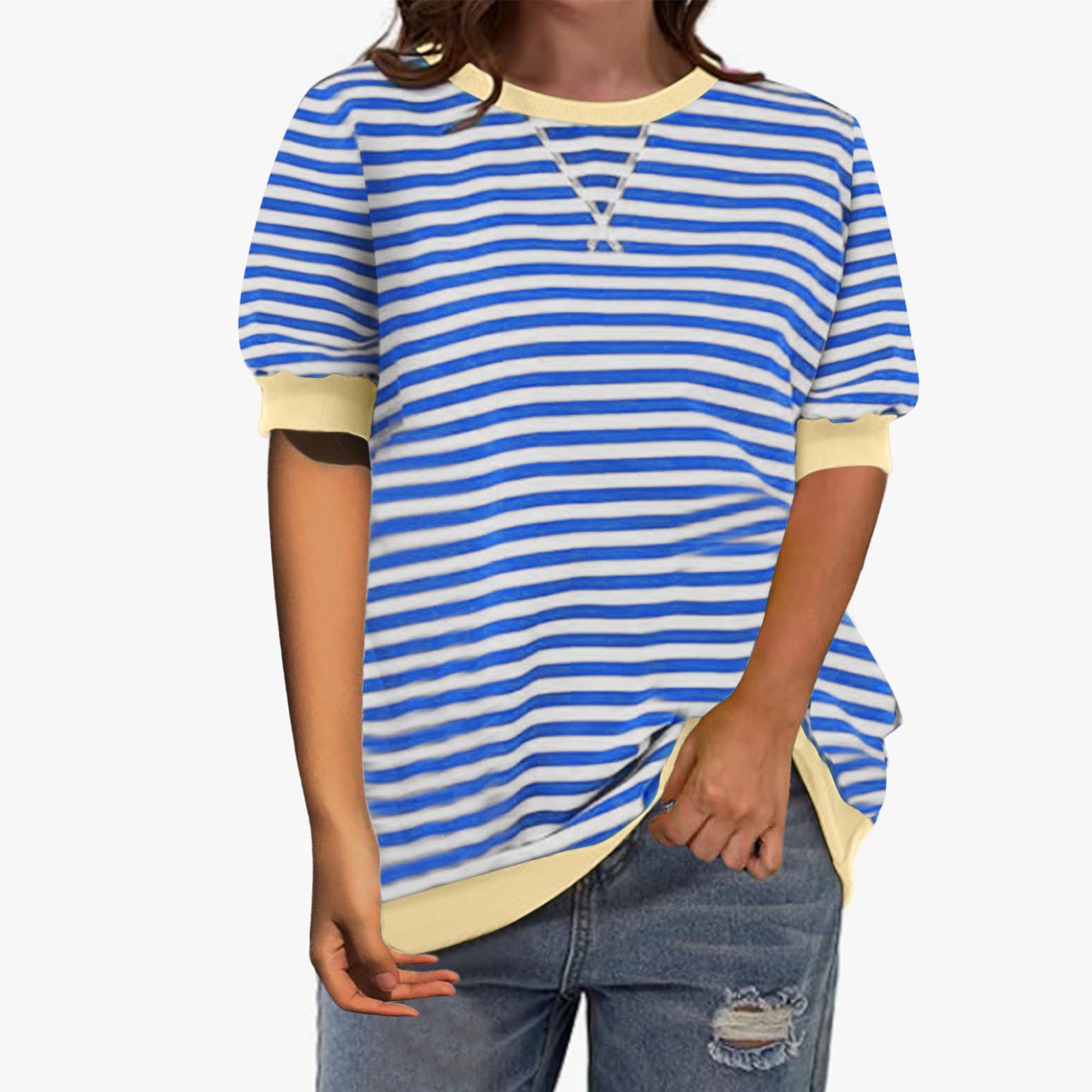 Damen Modisches Streifenshirt mit lässigem Schnitt
