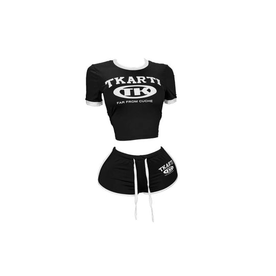Damen Sportliches Kurzarm-Top und Shorts Set im modernen Design R&B
