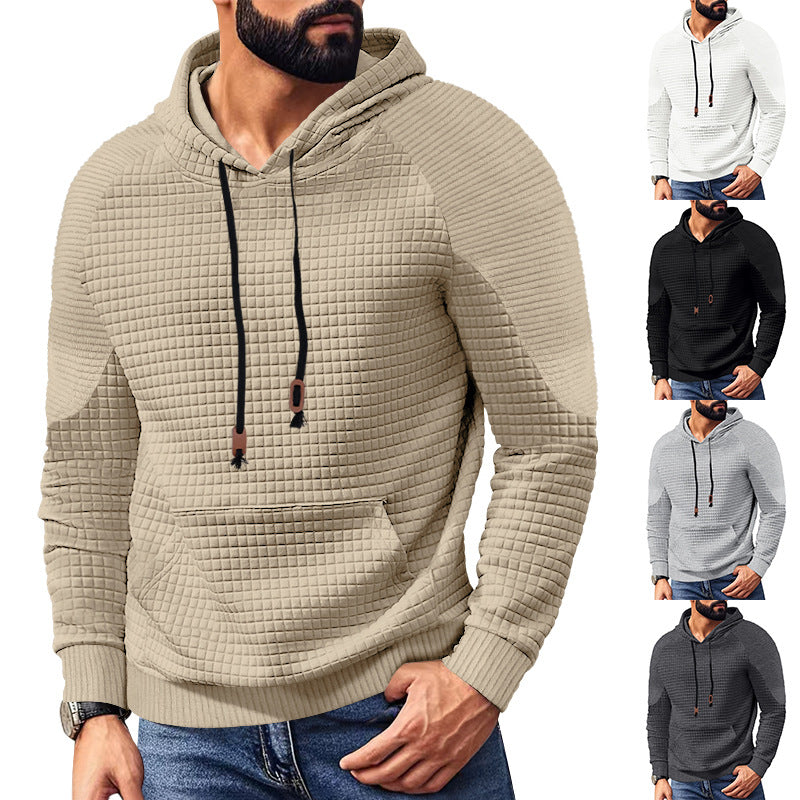 Herren nan Kapuzenpullover mit quadratischer Struktur, Raglanärmeln und Kängurutasche R&B