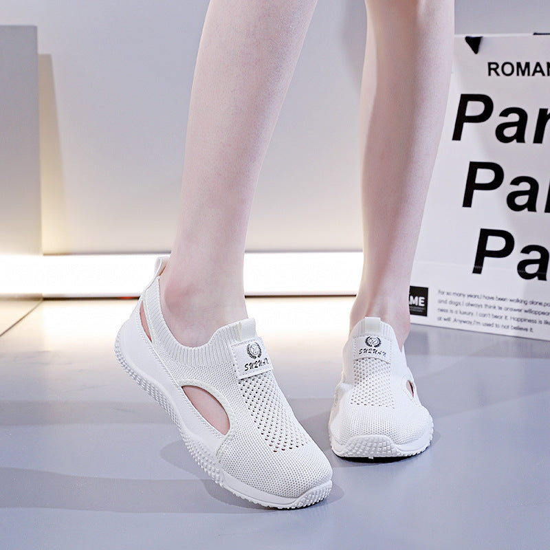 Damen Atmungsaktive Sportsneaker mit elastischem Strickdesign und rutschfester Sohle R&B