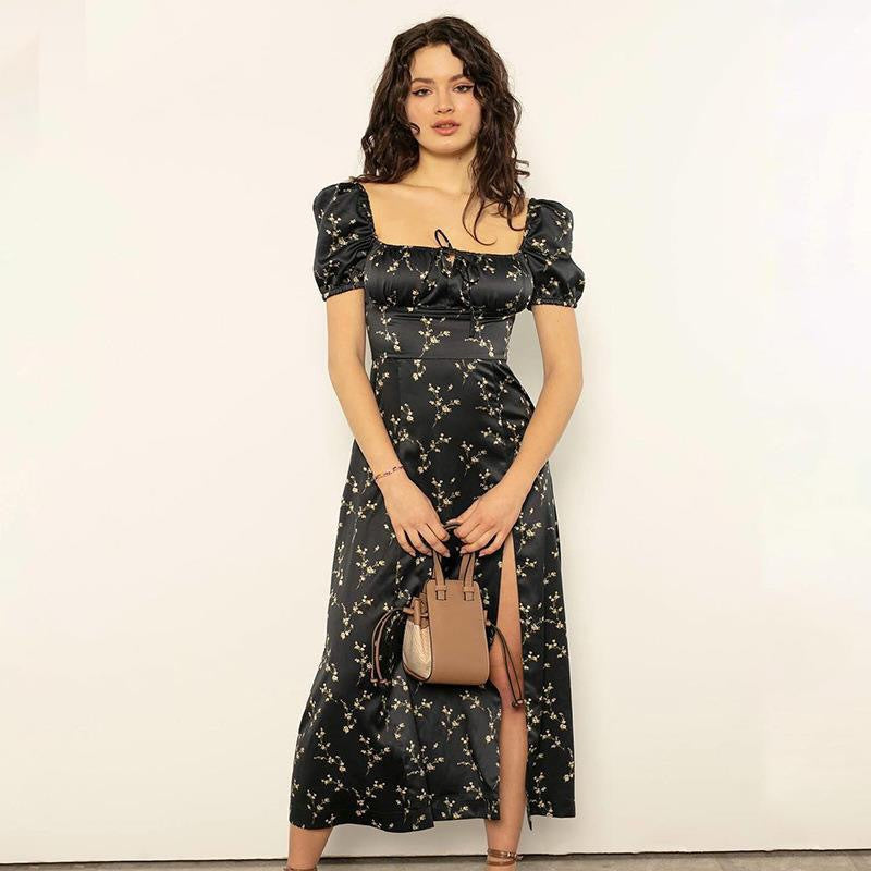 Damen Sommerliches Maxikleid mit floralen Mustern und tiefem Schlitz R&B