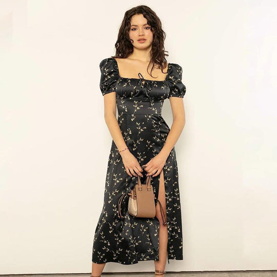 Damen Sommerliches Maxikleid mit floralen Mustern und tiefem Schlitz R&B