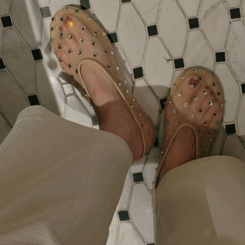 Damen modische Slipper mit funkelnden Strassverzierungen R&B