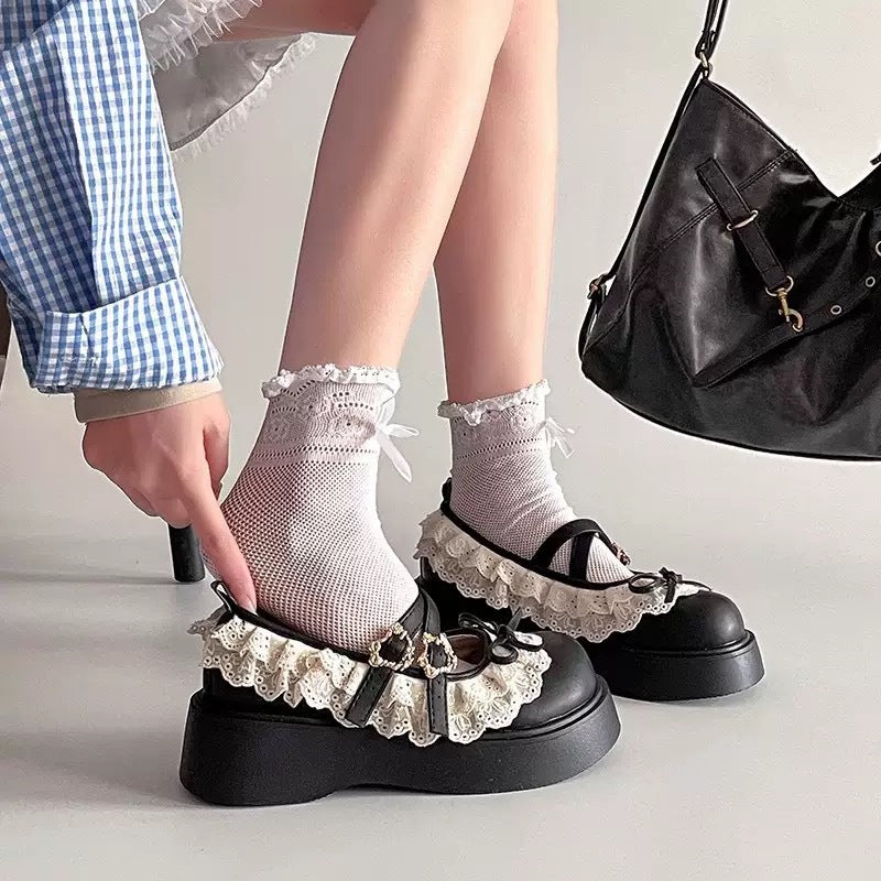 Damen Plateau-Schuhe mit verspieltem Rüschendesign und eleganten Akzenten R&B