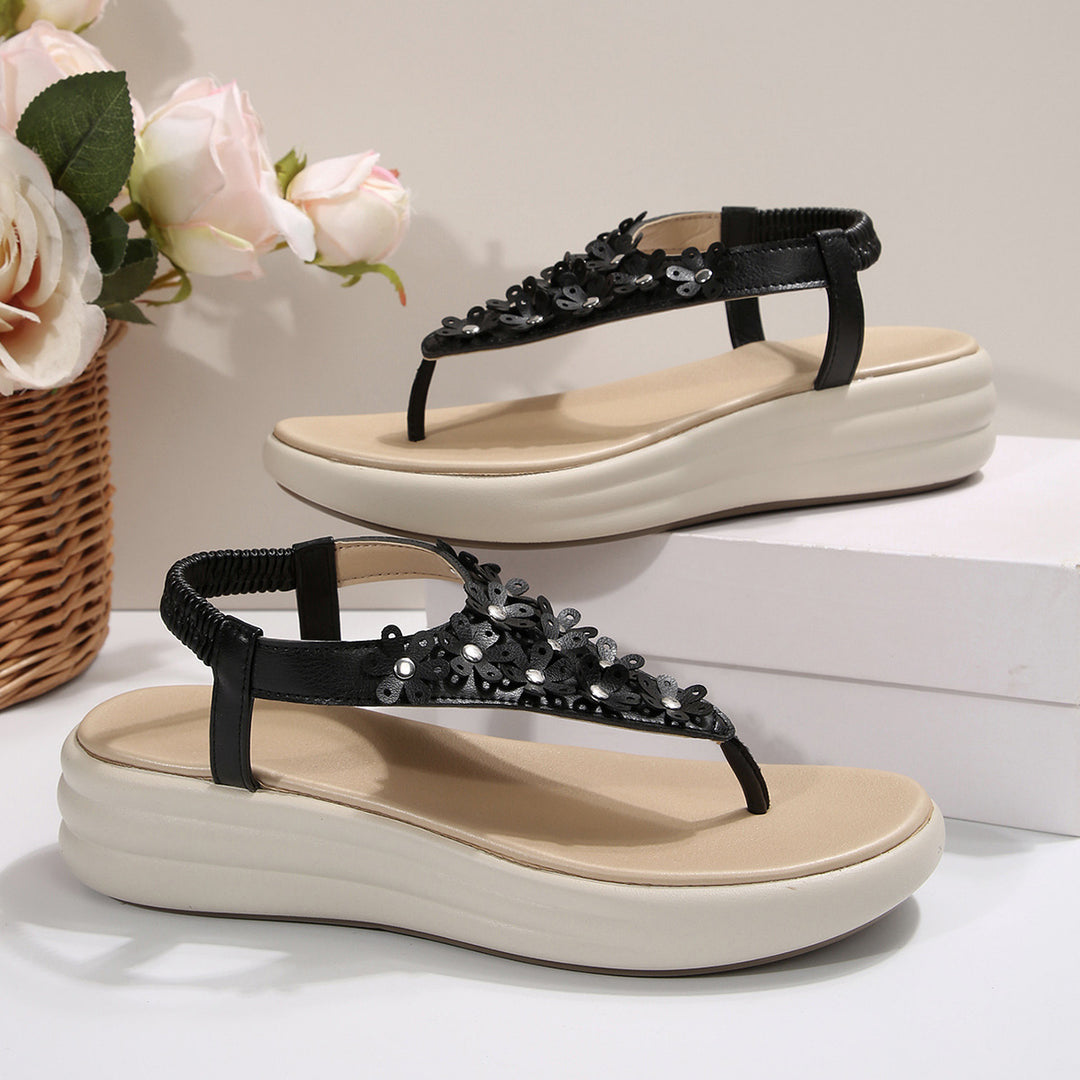 Damen Mode-Sandalen mit floralem Detail und gepolsterter Sohle R&B