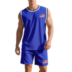 Herren Sportliches Trainingsset mit atmungsaktivem Mesh-GewR&Be und modernen Flaggen-Details R&B