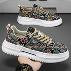 Damen modische Sneaker mit buntem Ethno-Muster und gepolsterter Sohle R&B