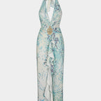 Damen Maxi-Kleid mit raffinierten Drapierungen und dekorativer Satineinfassung R&B