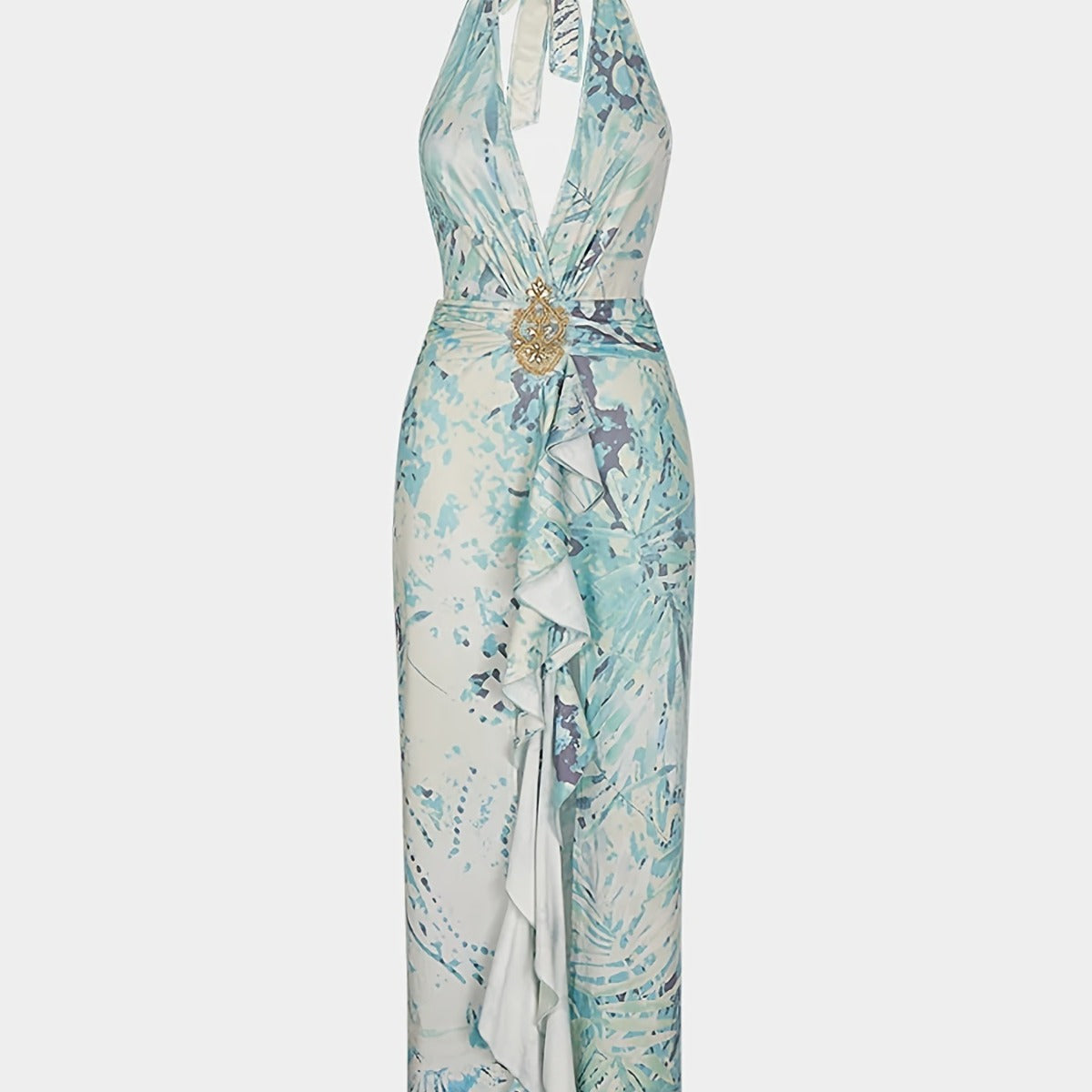 Damen Maxi-Kleid mit raffinierten Drapierungen und dekorativer Satineinfassung R&B