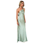 Damen Satin-Maxikleid mit asymmetrischem Schnitt und elegantenDetails R&B