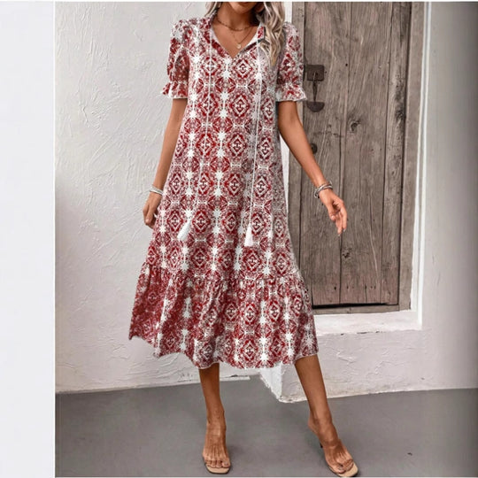 Damen Sommerliches Tunika-Kleid mit eleganten Schnüroptionen R&B