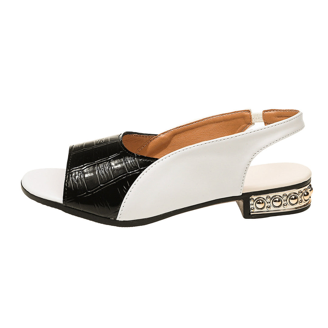 Damen Slingback Sandalen mit modischem Croco-Design und eleganter Absatzdekor R&B