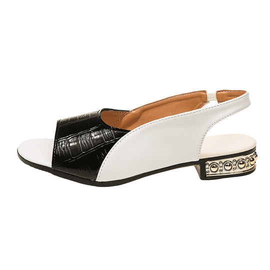 Damen Slingback Sandalen mit modischem Croco-Design und eleganter Absatzdekor R&B