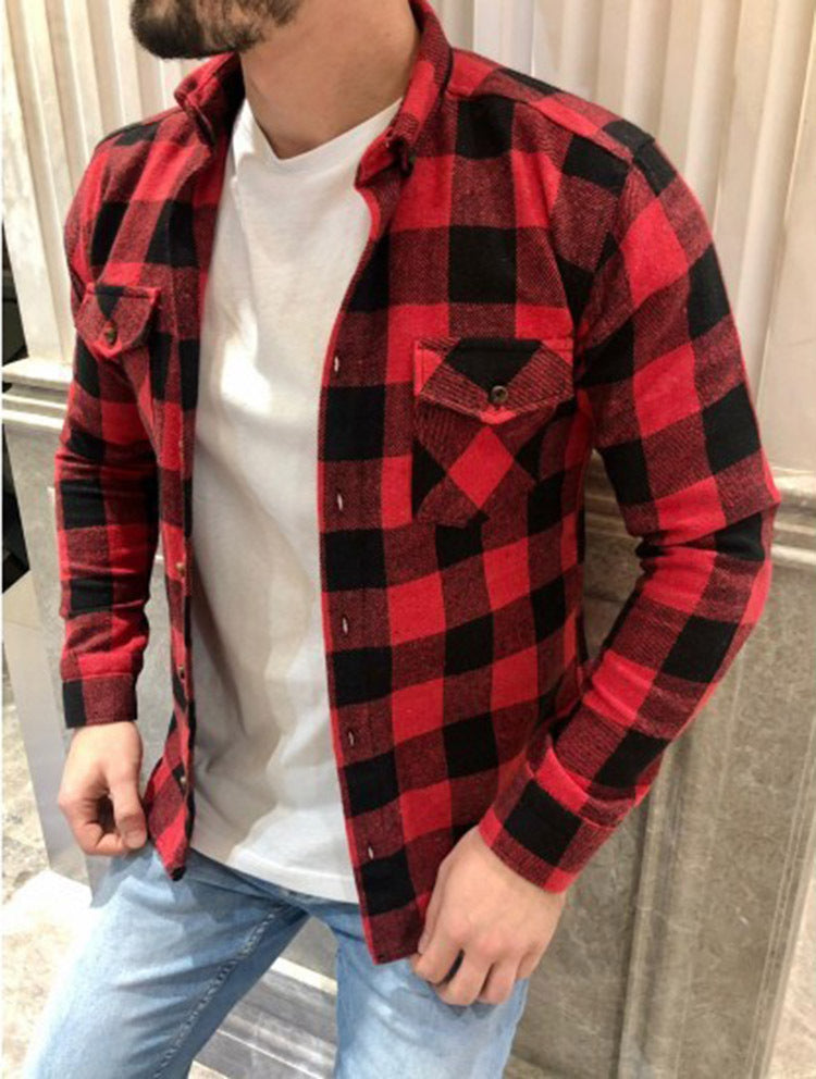 R&B | Hemd Karierter Flanell Relaxed Fit Langärmelig Mit Brusttaschen