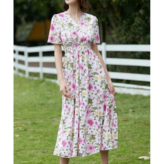 Damen Maxikleid mit fließendem Schnitt und floralem Design R&B