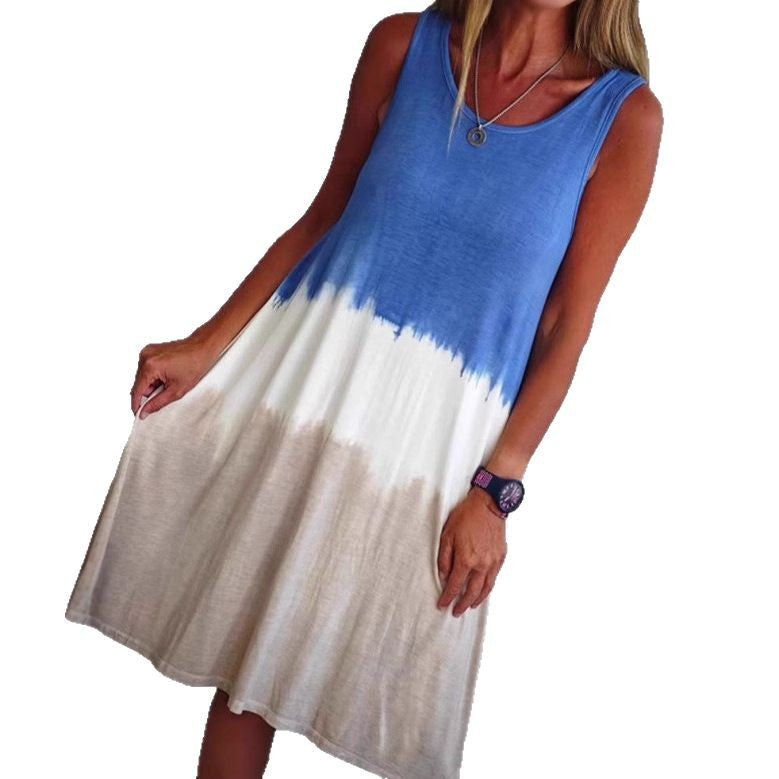 Damen nan ärmelloses Swingkleid aus softem Jersey mit fließendem Farbübergang und ausgestellter Silhouette R&B