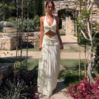 Damen Zweiteiliges Sommerkleid mit raffiniertem Oberteil und fließendem Rock R&B