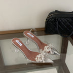 Damen Transparente High Heels mit funkelndem Schleifen-Detail R&B