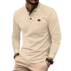 Herren Langarm-Henley-Shirt aus weichem Baumwollmix mit dekorativen Knöpfen R&B