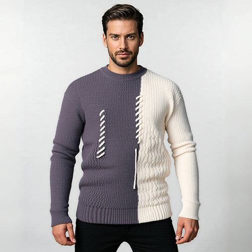 Herren modischer Pullover mit strukturiertem Design und einzigartigen Knotendetails R&B