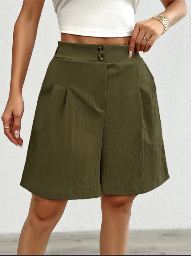 Damen modische Shorts mit hohem Bund und eleganten Faltendetails R&B