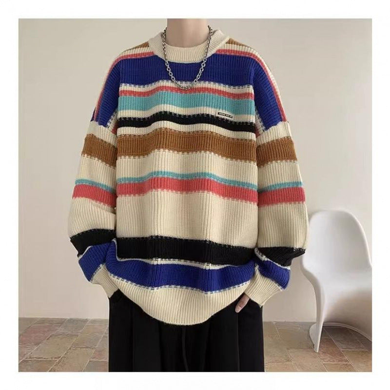 Damen Oversized Casual Strickpullover mit gestreiftem Design R&B